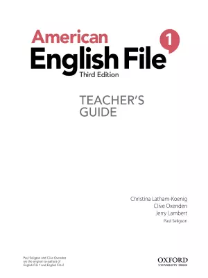 American English File 1 : Teacher’s Guide (3rd edition)