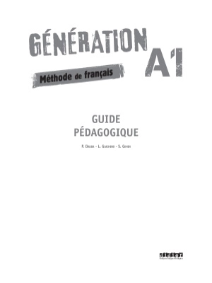 Génération A1 Guide pédagogique