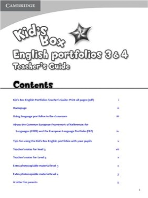 Kid's Box 3-4 My English Portfolio Teacher's Guide